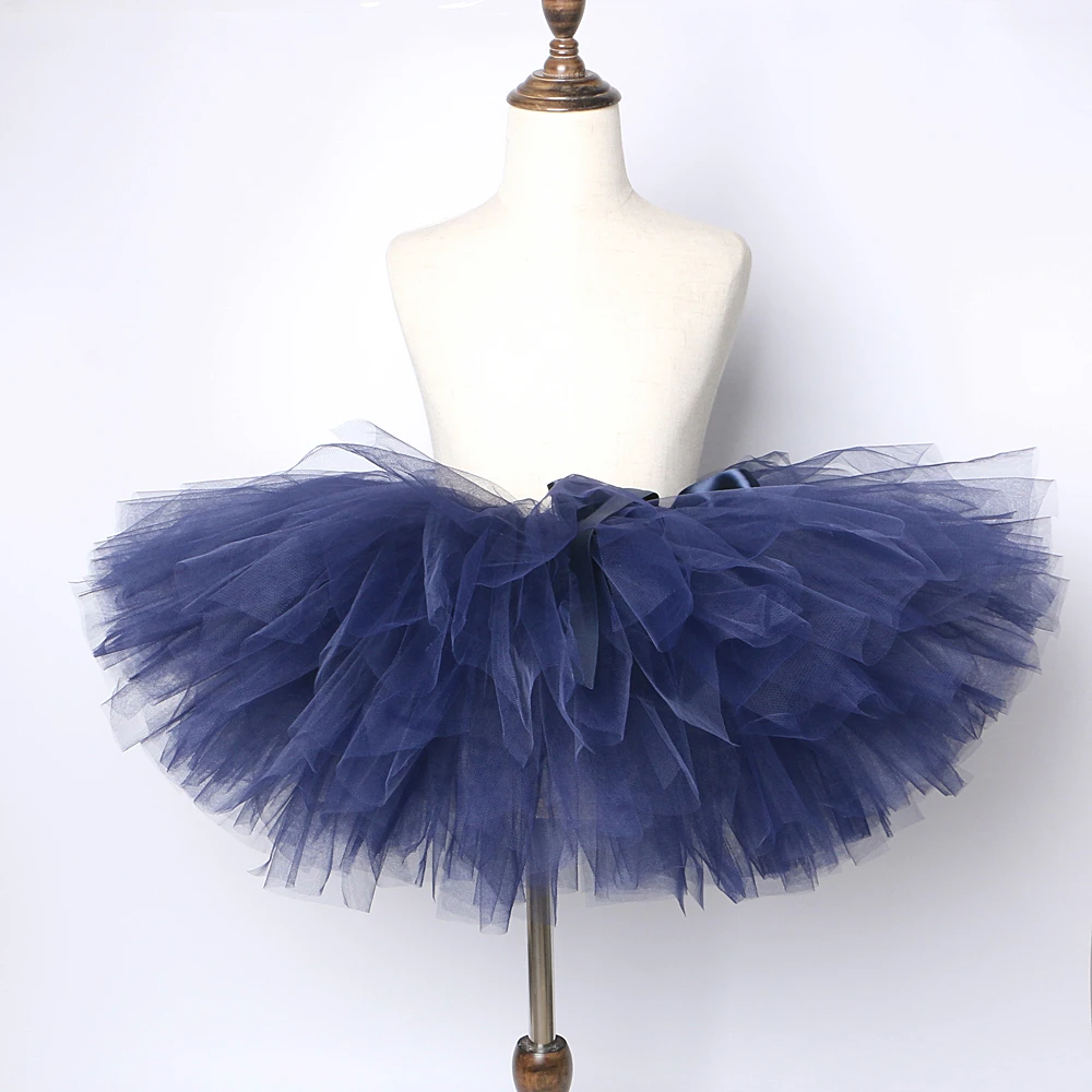 Solid Navy Tutu Skirt for Baby Girls Fluffy Ballet Tutus for Kids Toddler Photo Shoot Tulle Skirts Princess Dance Party Costumes