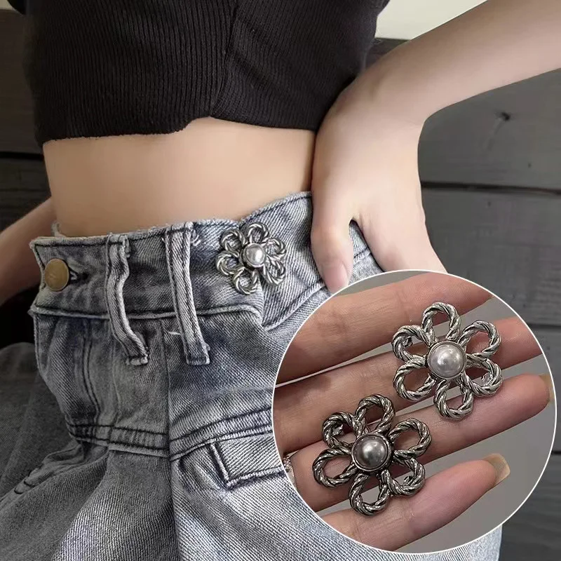 

Women's Flower Waist Buckle Pin Set Adjustable Waist Tightener Skirts Pants Pins Jeans Waist Clips Clothing Accessories