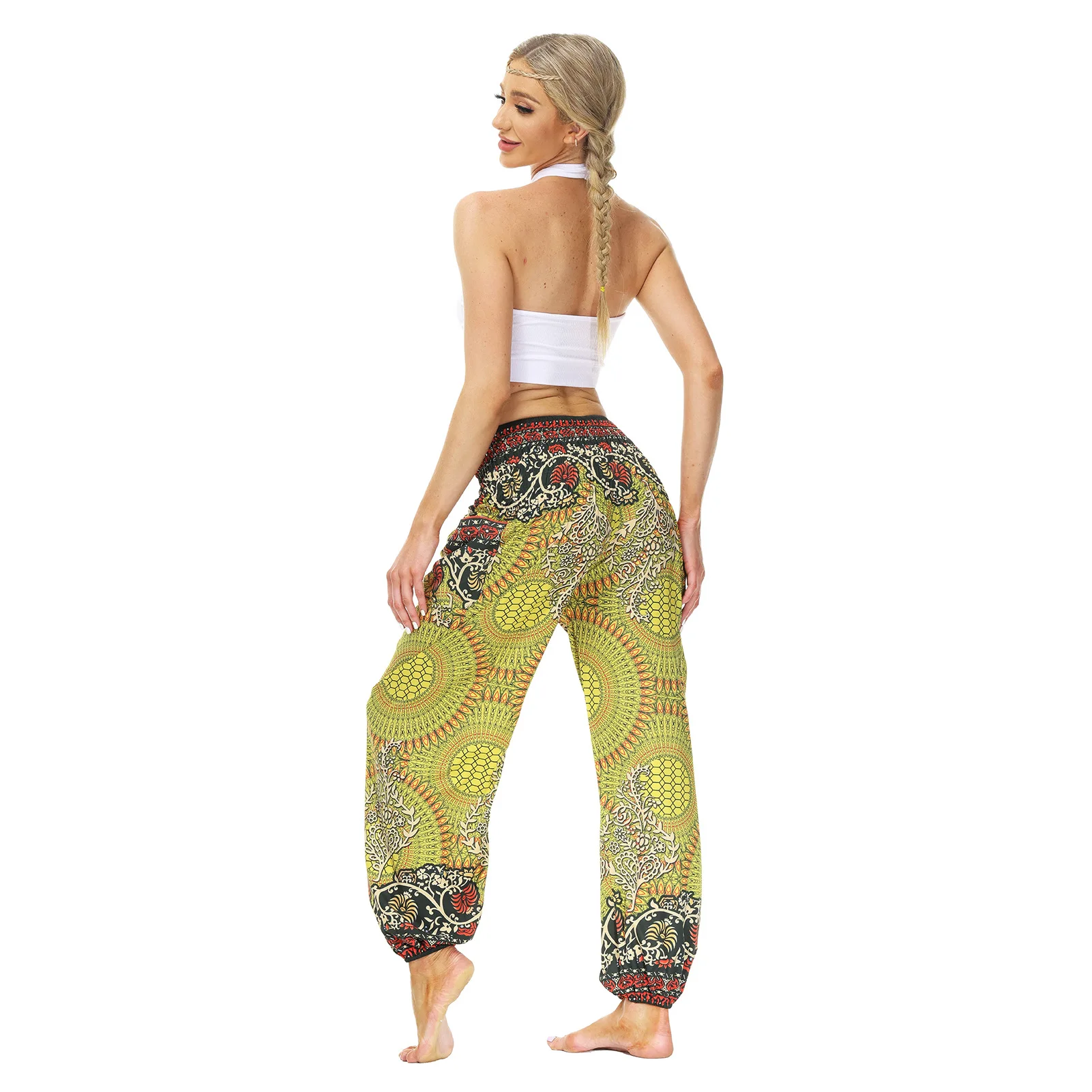 Women's Printed Wear Casual Bloomers Breathable Sports Dance Pants gym accessories women  yoga leggings high waist
