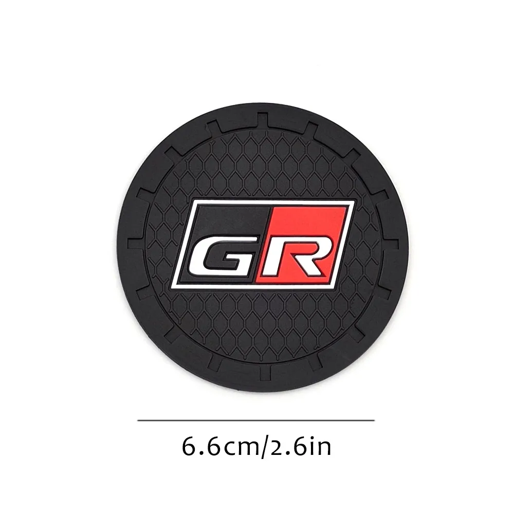 Car Coaster 2PCS/LOT 6.6CM Anti Slip Mat Water Cup Slot Decorate Accessories For Toyota GR Gazoo Racing