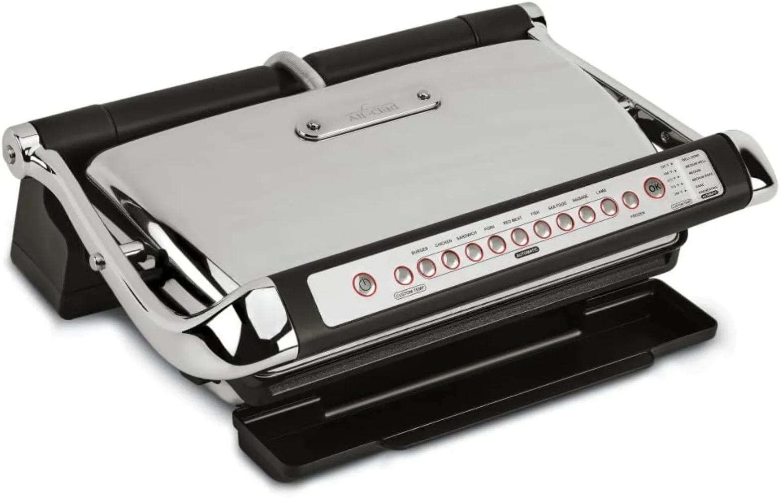 

AutoSense внутренний гриль из нержавеющей стали, Panini Press XL автоматическая готовка 1800 Вт Бездымная, съемные пластины, можно мыть в посудомоечной машине