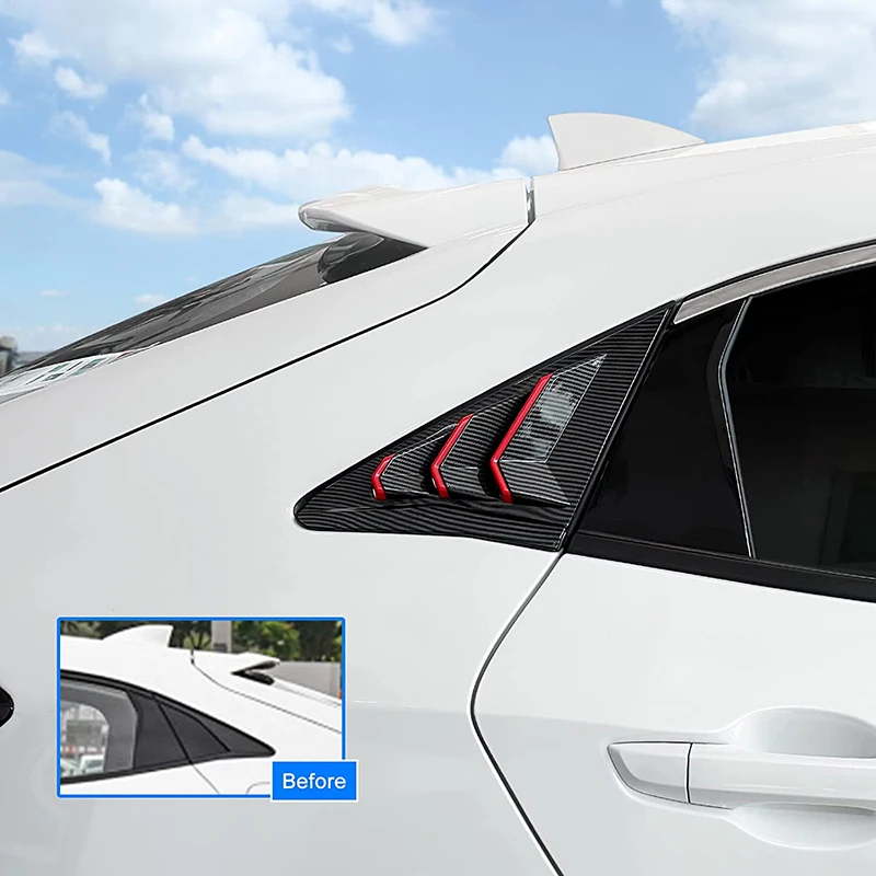 Rear Side Window Louvers Air Vent Scoop Shades Cover Blinds for Honda Civic Hatchback Type R 10th Gen (Not for Sedan)
