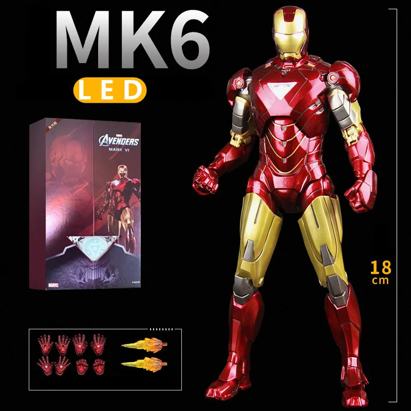 ZD Toys LED Light Iron Man MK1 MK2 MK3 MK4 MK5 MK6 MK7 MK43
