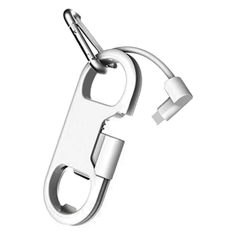 Charge Cable Keychain Aluminum Carabiner portable Multifunction Keychain USB Charging Cord Short Cable