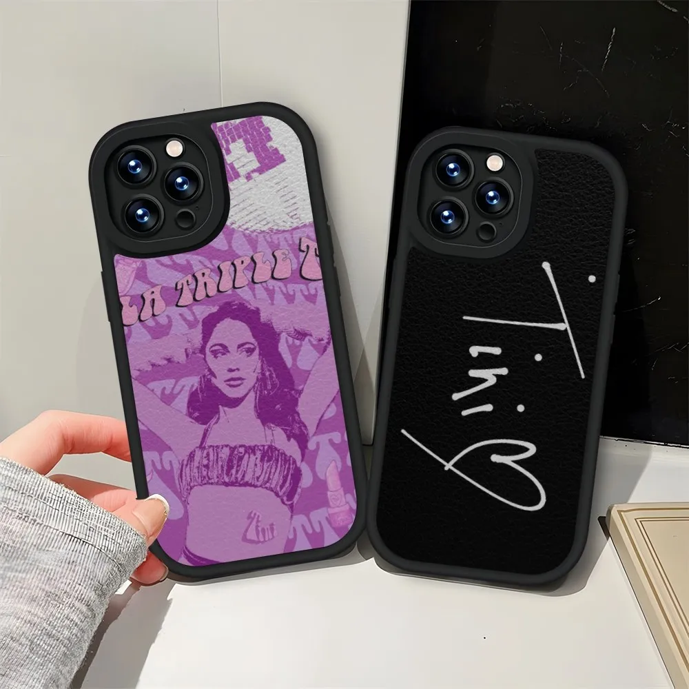 Tini Stoessel Phone Case Leather Black For Iphone 13 12 15 11 14 Pro Max Mini X Xr 8 Plus Se2020 Soft Silicone Cover