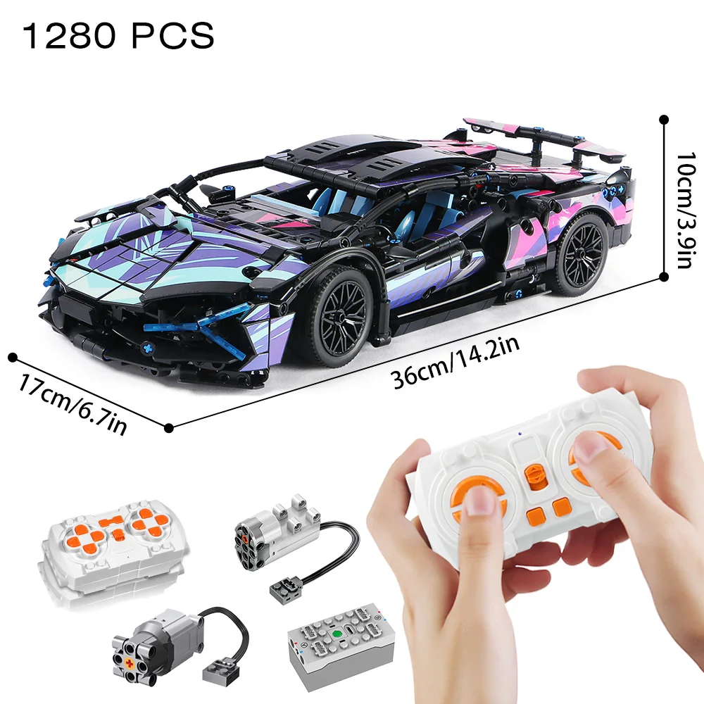 Riceblock Technical 1:14 Racing Sport Car Model Building Blocks Bricks MOC City Vehicle Supercar Adult Toy For Boy Children Gift 4