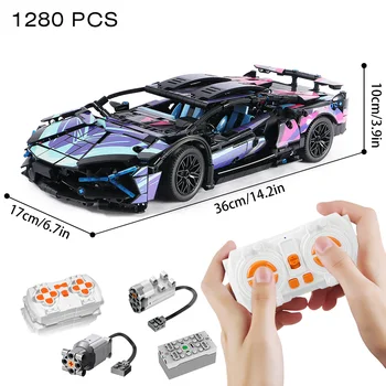 Riceblock Technical 1:14 Racing Sport Car Model Building Blocks Bricks MOC City Vehicle Supercar Adult Toy For Boy Children Gift 4