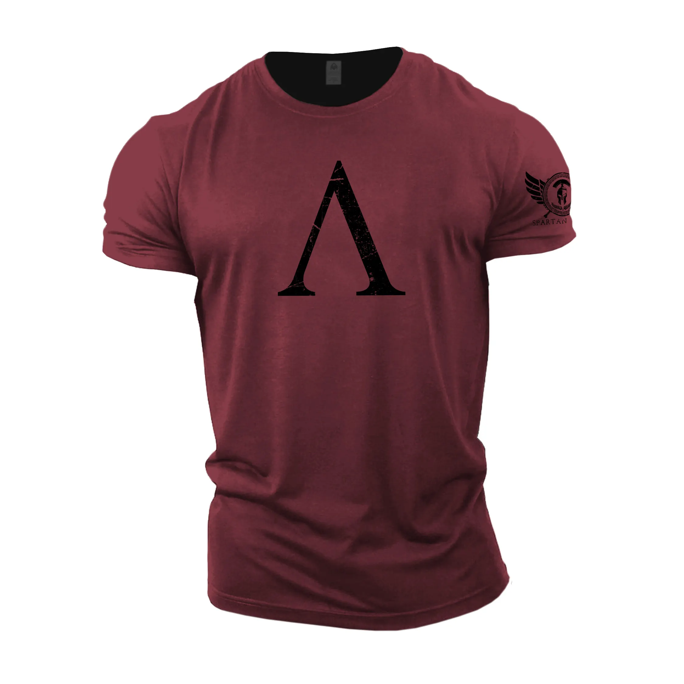 

Футболка мужская оверсайз в стиле хип-хоп, винтажная рубашка с спартанским узором, топ с короткими рукавами и надписью A Print, повседневный свитшот с круглым вырезом, красный, на лето