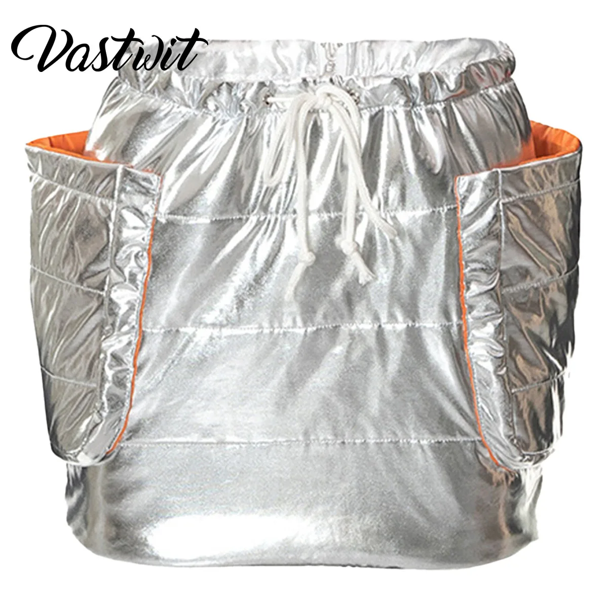 WomensLightweightPufferMiniSkirtMetallicShinyWaterproofSport