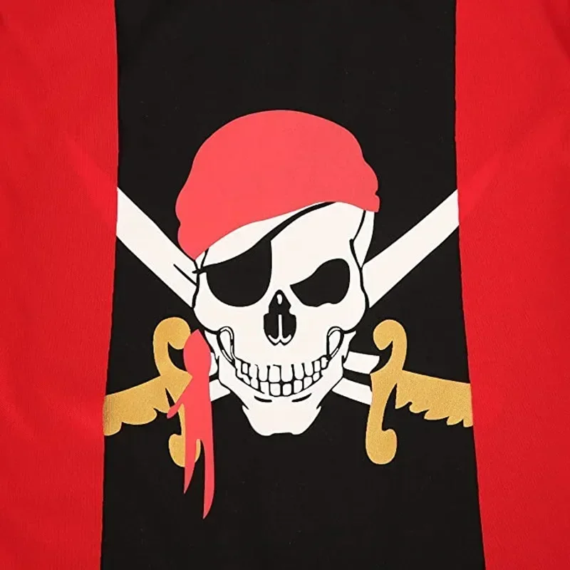 Boys Pirate Skull Dress Up Clothes Kids Printed Striped T-Shirt Pants Partywear Captain Jack Adventure Pirate Toys Gifts