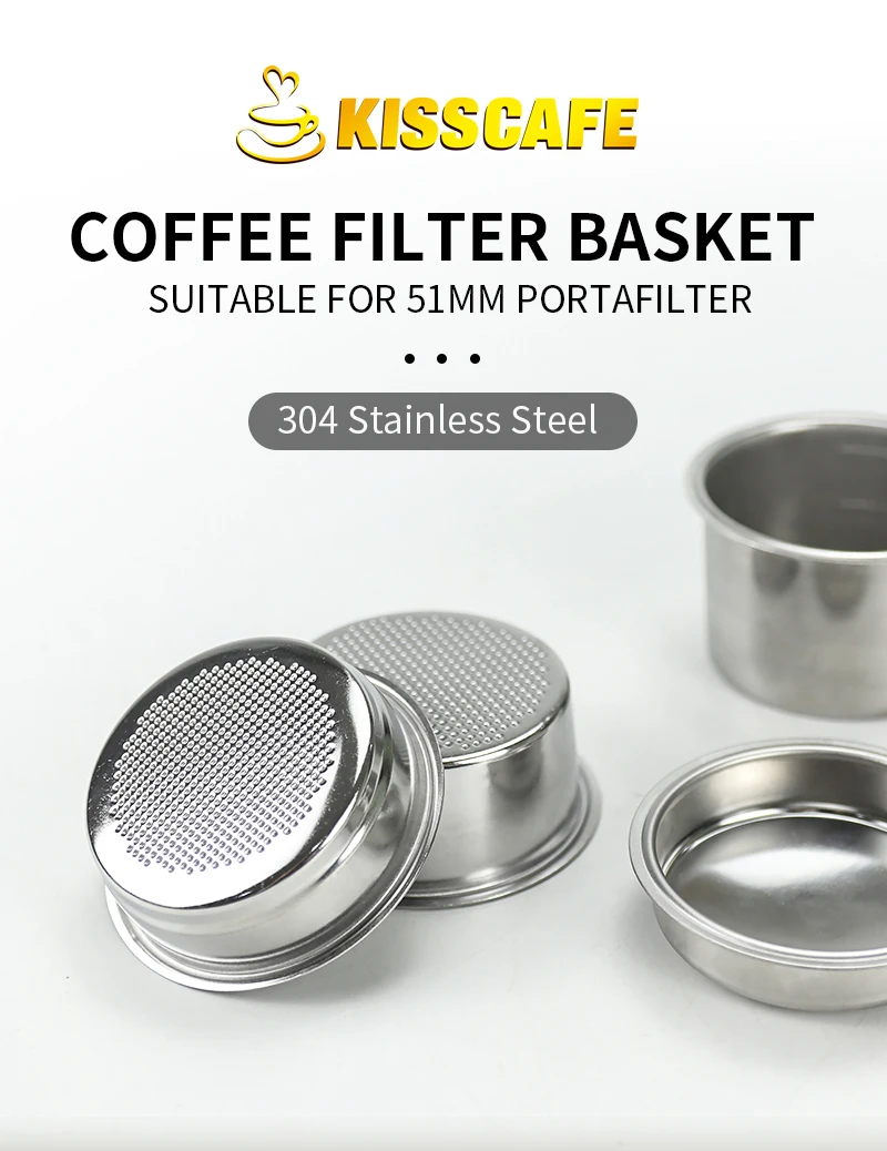 Description Picture 4 of item51MM Coffee Filter Basket Replacement Stainless Steel For Delonghi Bottomless Portafilter Espresso Good Accessories Barista Tool