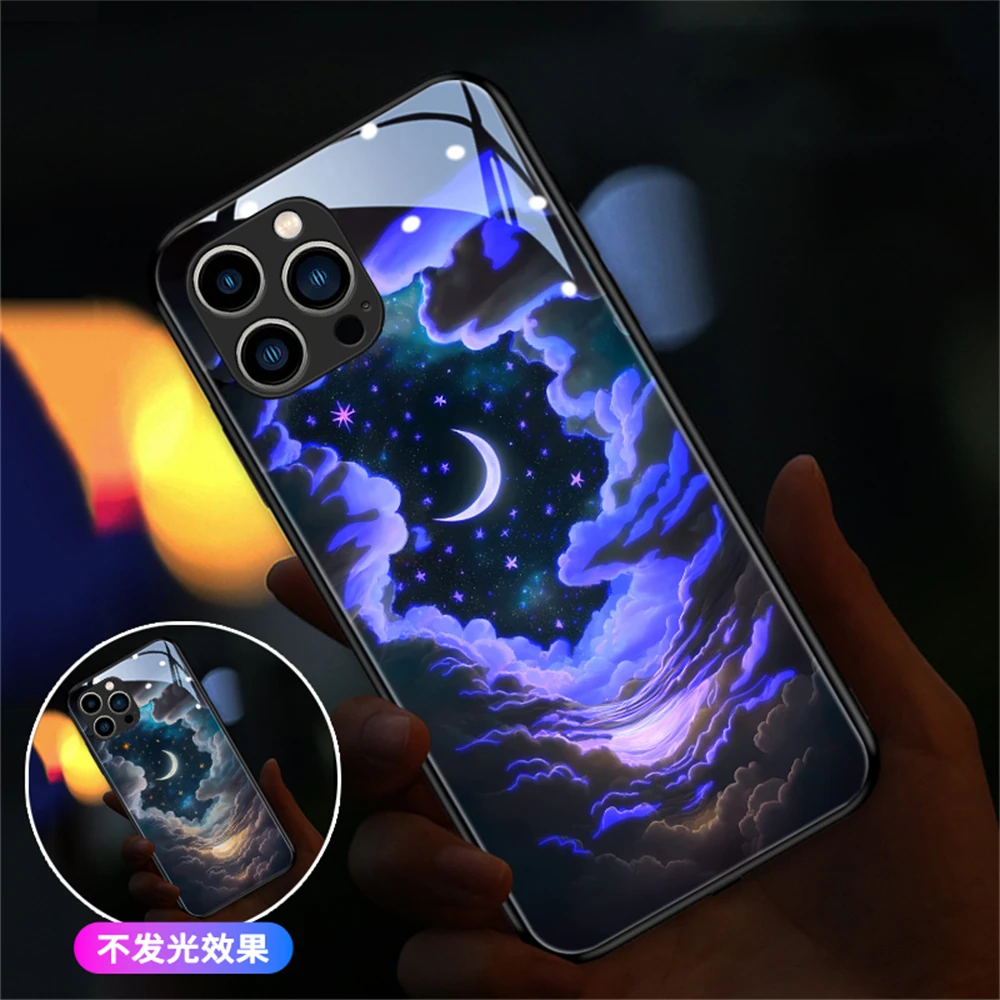 

Pretty Starry Sky LED Light Luminous Phone Case For Samsung S23 S22 S21 S20 FE Note 10 20 Plus Ultra A54 Voice Controlled Shells