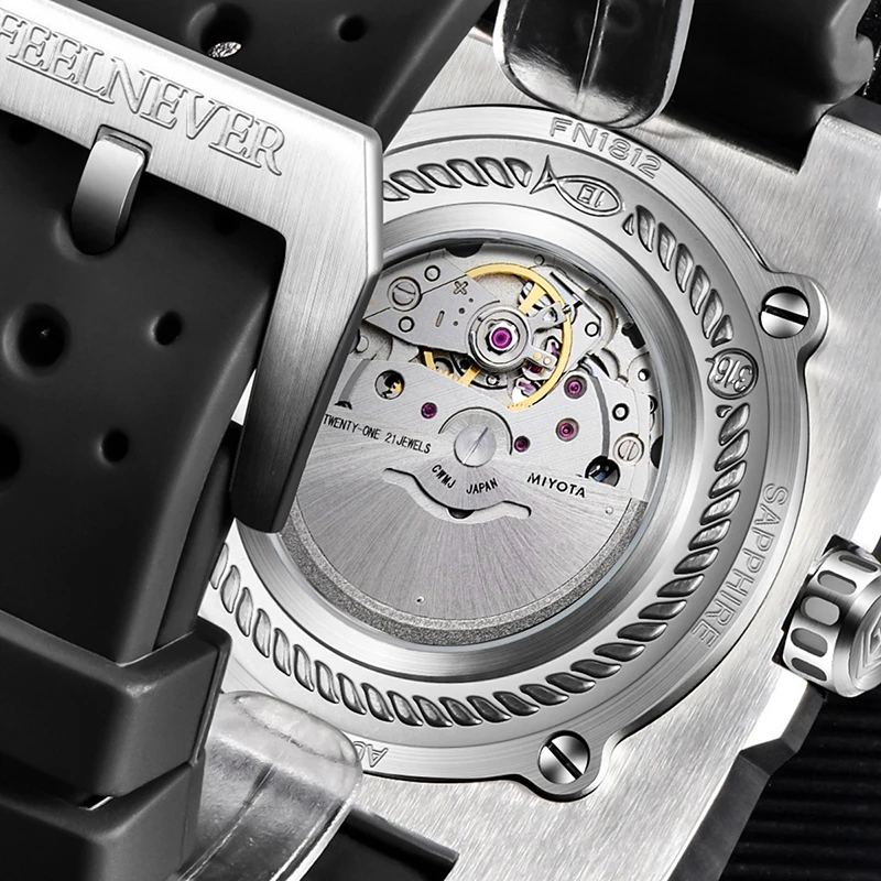 FEELNEVER New Imported Movement Sapphire Diver Watch Men Casual Luminous Automatic Mechanical Wristwatches For Men Montre Homme