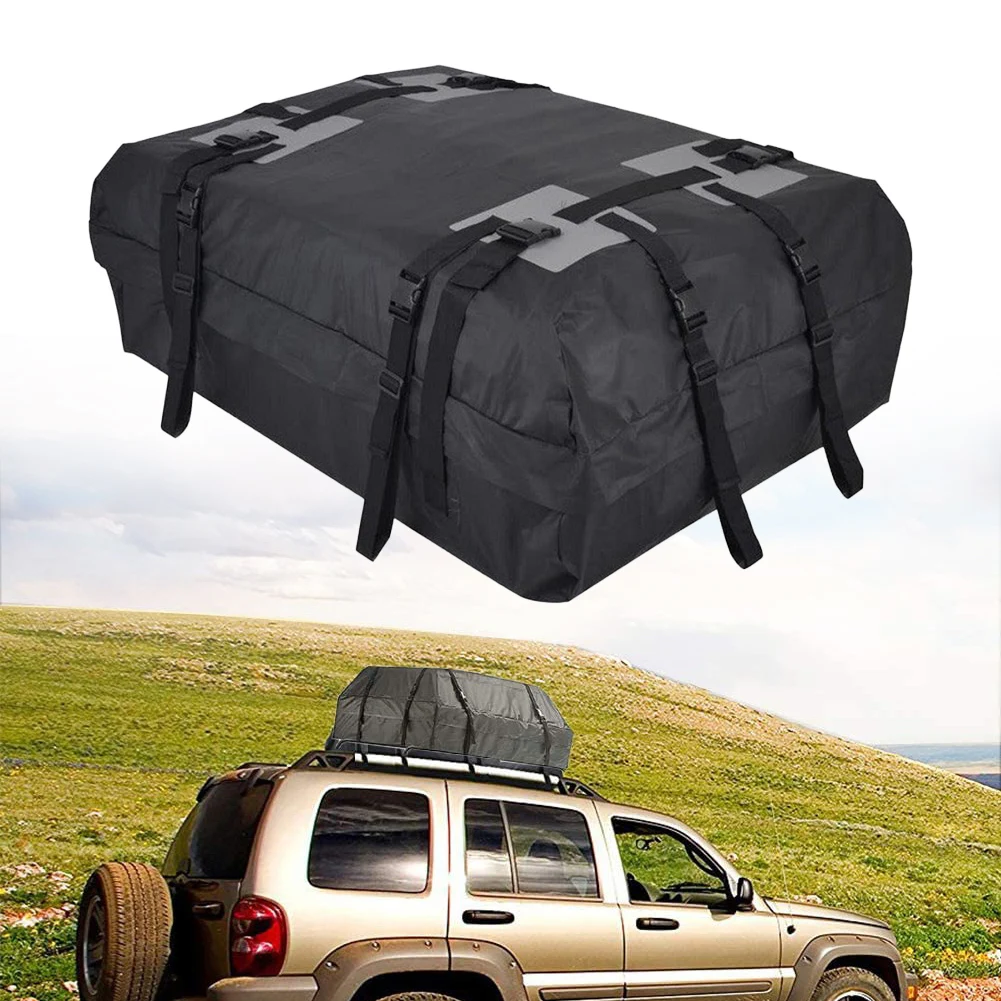 

1x Universal Waterproof Car Roof Top Rack Carrier Cargo Bag Luggage Storage Cube Bag Travel 600D Oxford Cloth