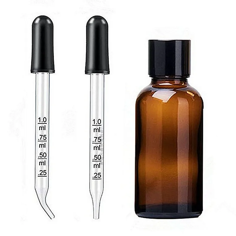 

5pcs Glass Scale Dropper Rubber Head Essential Oil Bottle Straw Multi-purpose Droppers Lab Experiment Supplies