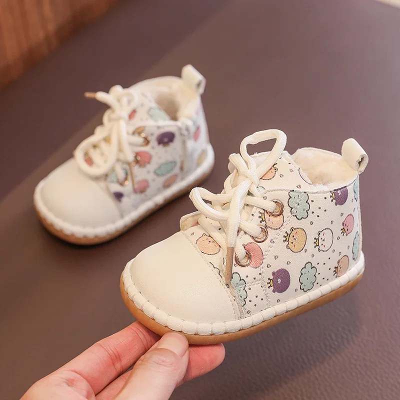 Winter Baby Girls Snow Boots Warm Plush Children Outdoor Shoes Soft Sole Non-slip Infant Toddler Shoes baby shoes baby boots winter snow boots Cartoon Bear Kids