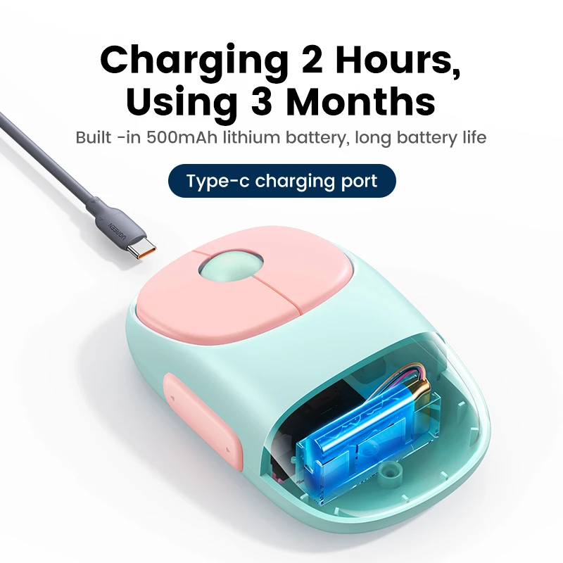 UGREEN Wireless Mouse Bluetooth 5.0 2.4G Rechargeable Mouse 4000 DPI Charging Bluetooth Mouse For MacBook iPad Tablet Laptop