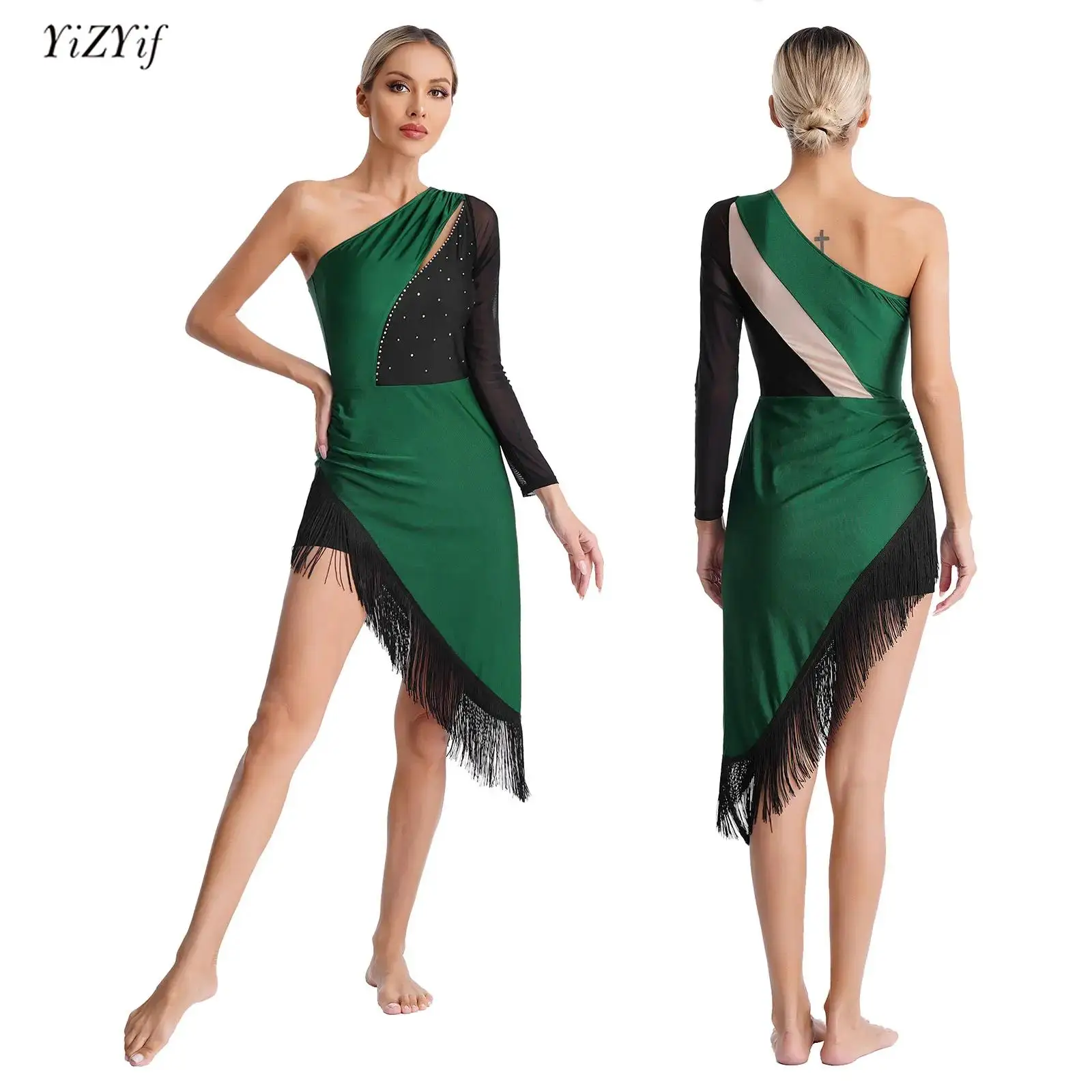 Vestidos De Verano Vestido De Baile Latino Con Lentejuelas Y