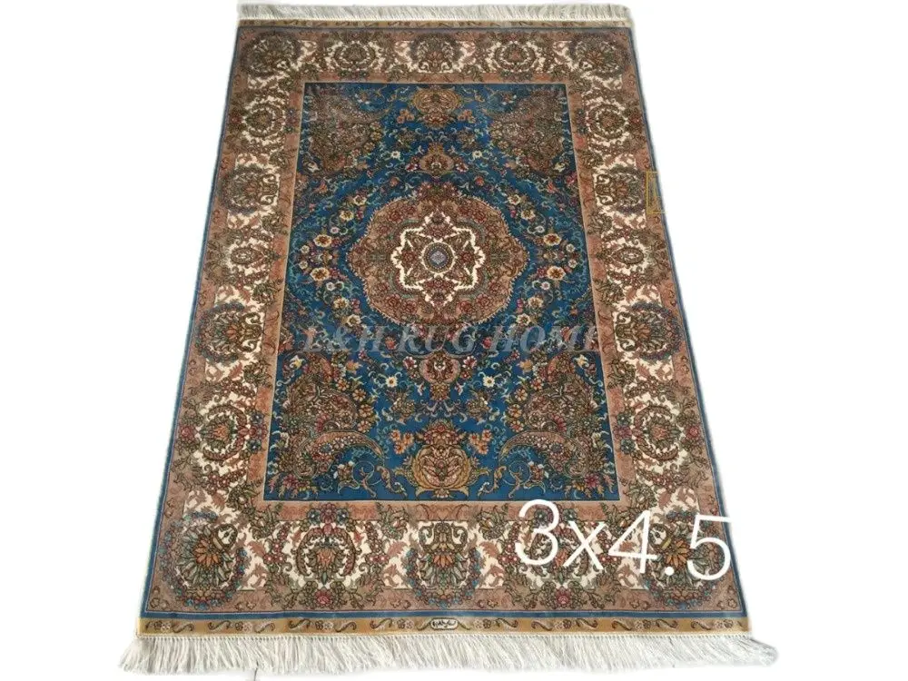 

Шелковый Восточный персидский ковер ручной работы, шелковый ковер ручной работы с узлом, 3 х4, 5 дюймов, 230 линий, для украшения дома