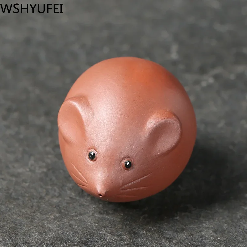 Tea Pet Ornaments 1 PCS Purple Clay Tea Pet Mouse Statue Tea Figurine Ornament Oolong Accessories Home Decoration