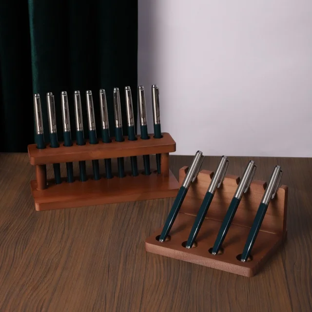 Wooden Pen Stand 4/10 Slots Wood Multifunction Desk Organizer - Pen Holder, Phone Stand & Storage Solution for Office and School 1