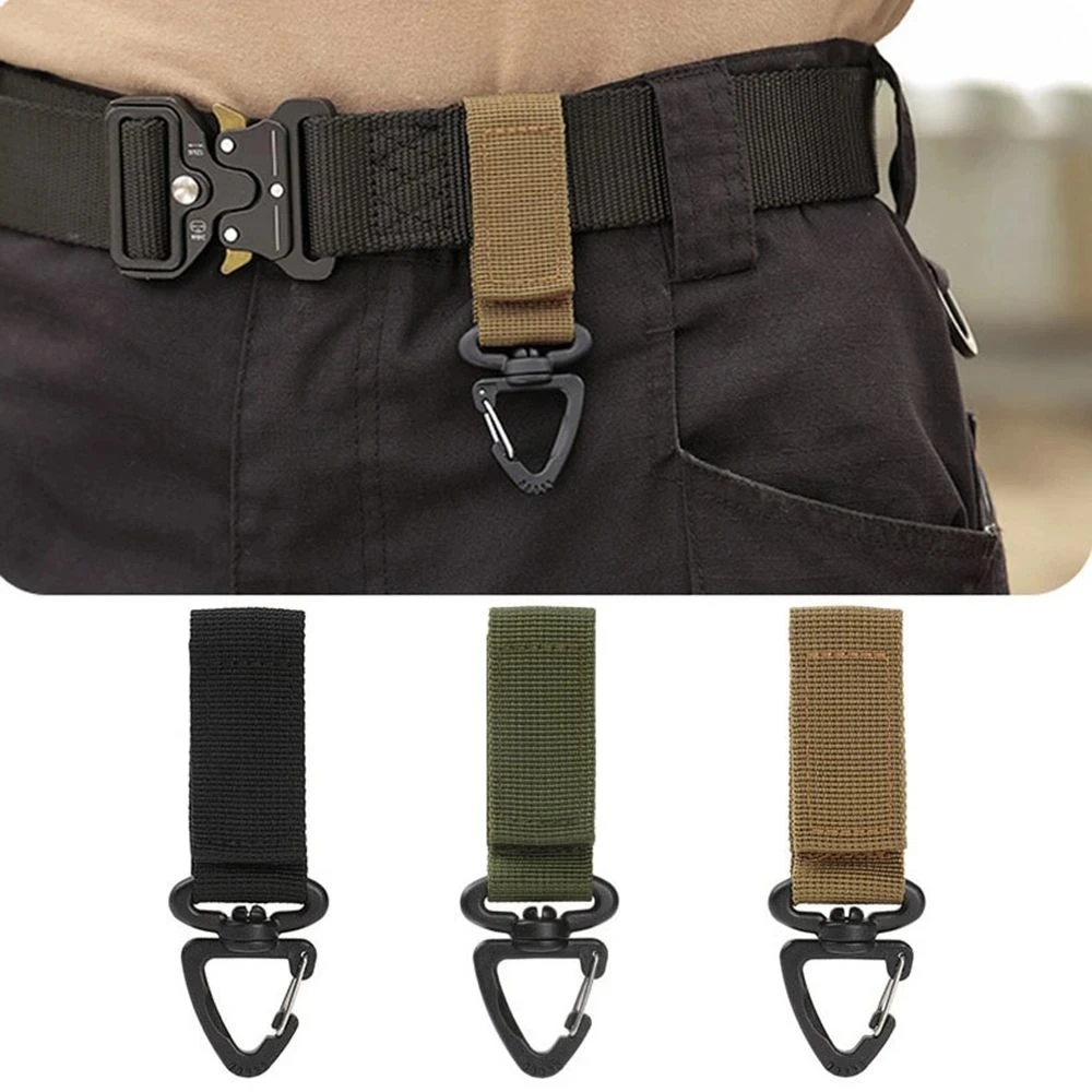 

2023 Outdoor Camping Hiking Molle Tactical Gear Nylon Ribbon Knapsack Keychain Triangle Backpack Waist Bag Fastener Hook Buckle