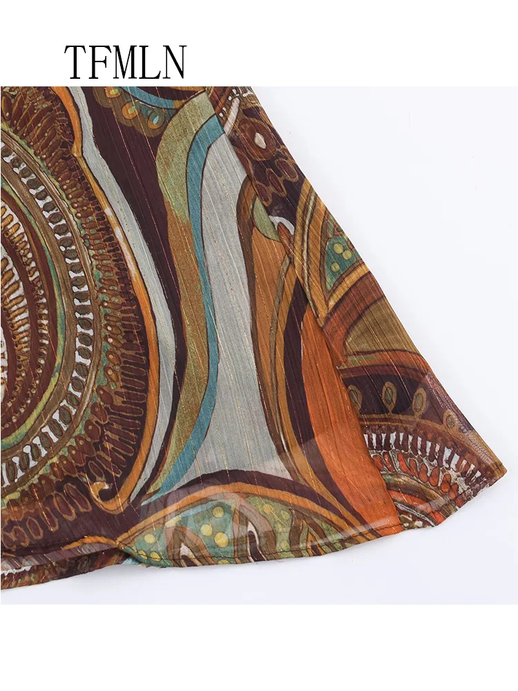 Fashion Women Printed Halter Collar Tops 2026 Spring Summer Causal Sleeveless Beach Style Asymmetrical Tops Retro Bow Thin Tops