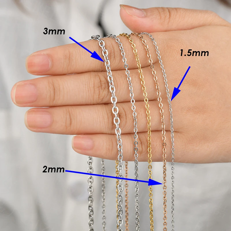 5-10 catene in acciaio inox per la creazione di gioielli, 45 + 5 cm, con chiusura a moschettone, colore acciaio F, 10 pezzi, 45 cm più 5 cm