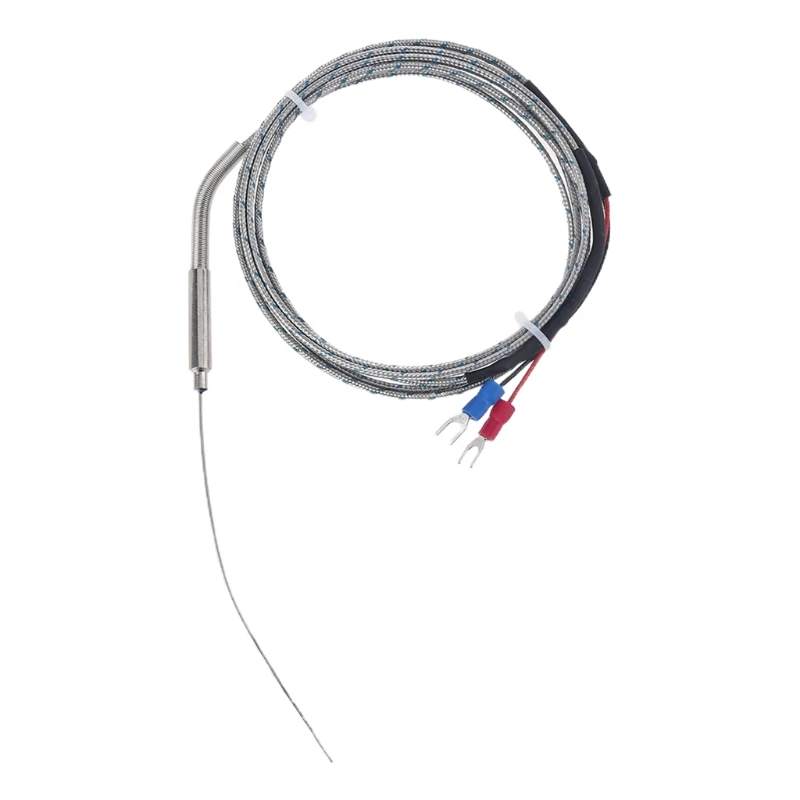 

K-Type Thermocouple Temperature Shielded Wire Length 1M/3.28FT Metal Probe Length 100 mm Measuring Temp -40-800℃