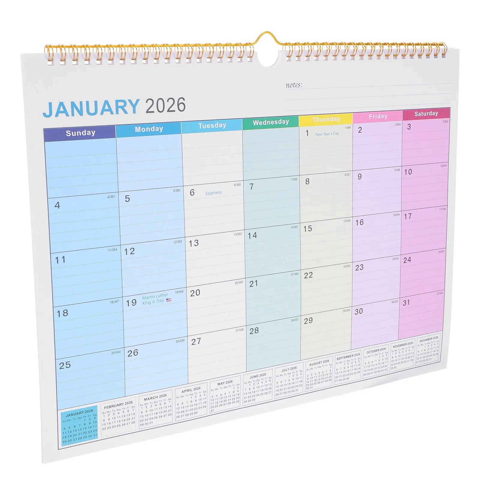 장 벽걸이 달력 2026년 1월2027년 6월 18개월 플래너 스프링 제본 월간 정리함 벽걸이 달력