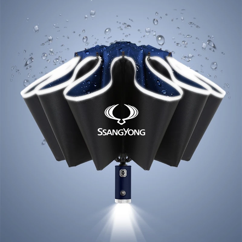 

Car Automatic Umbrella Reflective Stripe Reverse Led Light Umbrella For SsangYong Actyon Korando Kyron Musso Rexton Tivoli
