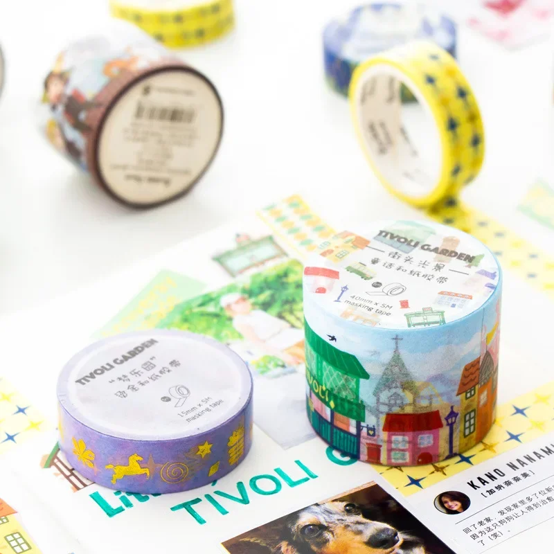 1 롤 Washi 테이프 Tivoli 카니발 15mm 25mm 40mm X5m 고품질 Kawaii Washi 테이프 장식 마스킹 페이스트