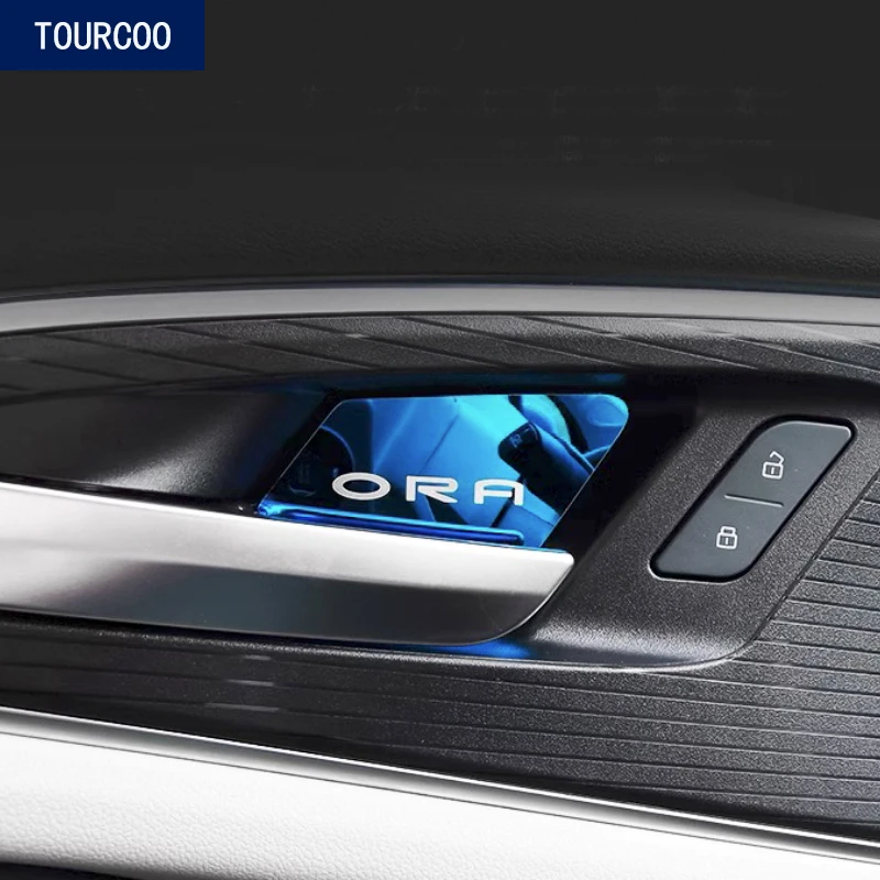 

For ORA Funky Cat Accessories Stainless Steel Interior Door Bowl Stickers Car Styling Modification Accessories