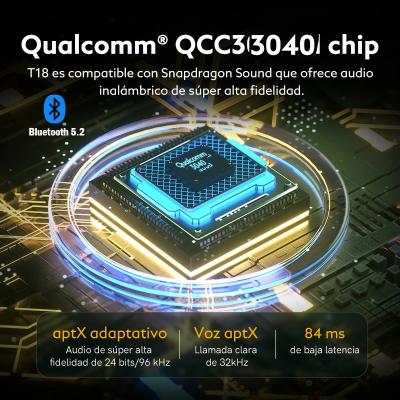 [€29-€4 Promo Code:SCFR04]QCY-Écouteurs sans fil Bluetooth 5.2, T18, QCC3040, aptX, Voice 32, ENTER 4, Mic CVC, HD, Appel, Casque, Touriste, Connexion de l'appareil