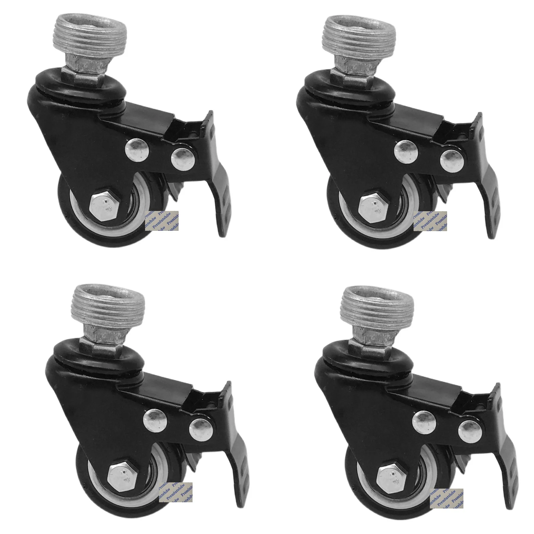 4Pcs Castor Wheel With 1/2" 3/4" 1" Thread Stem Locking Brake For Water Pipe Display Rack