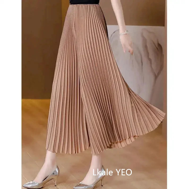 Women's Wide-leg Pants 2025 Spring Summer Loose Korean Version Ladies Leisure Pleated Trousers Elegant Straight Femme Pants