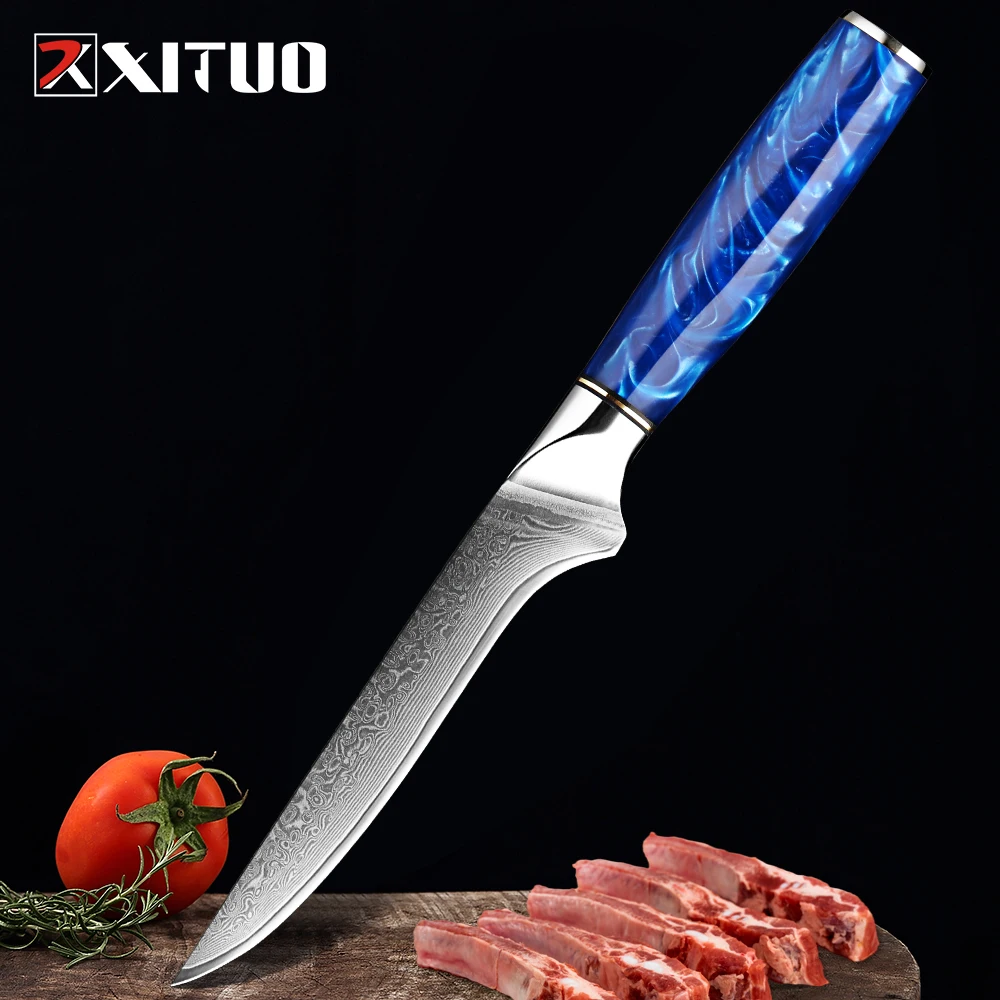 

Boning Knife Fillet Knife Damascus Steel Sharp Curved Flexible Blade Kitchen Cleaver for Fish Poultry Chicken Meat Cutting Knife