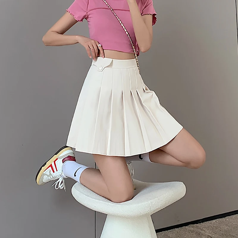 JMPRS Black Women Pleated Skirt Super Quality High Waist A Line Girls Dance Mini Skirt Korean Causal Summer Fashion Faldas a line skirt