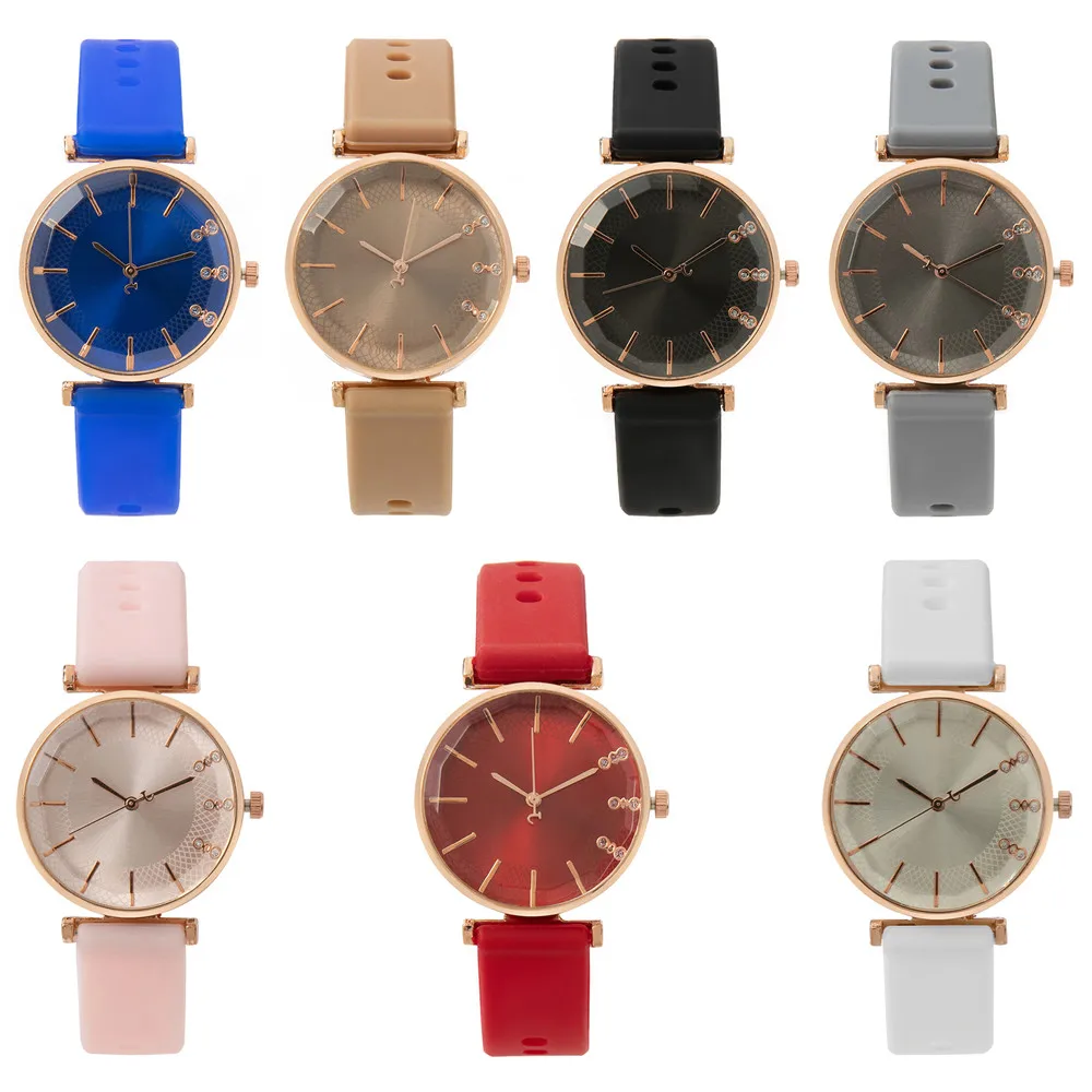 Fashion Simple With Diamonds Ladies Quartz Watches Hot 2023 Sports Brands Women Silicone Strap Dress Clock Gifts Wristwatches 6