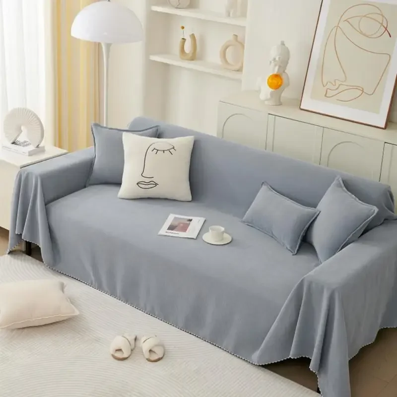 thumbnail image 1 of Toalla de sofá de color sólido simple, funda de sofá de una pieza de cobertura total, alfombrilla universal antideslizante a prueba de polvo para silla, decoración del hogar, 1 of 5