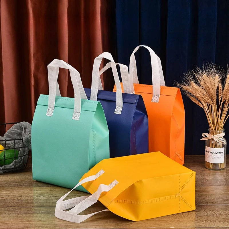 StoBag 10pcs Non-woven Insulation Lunch Bags Keep Food Warm Cold Tote Portable Fabric for Cake Drinks Packaging Delivery Pouch 3