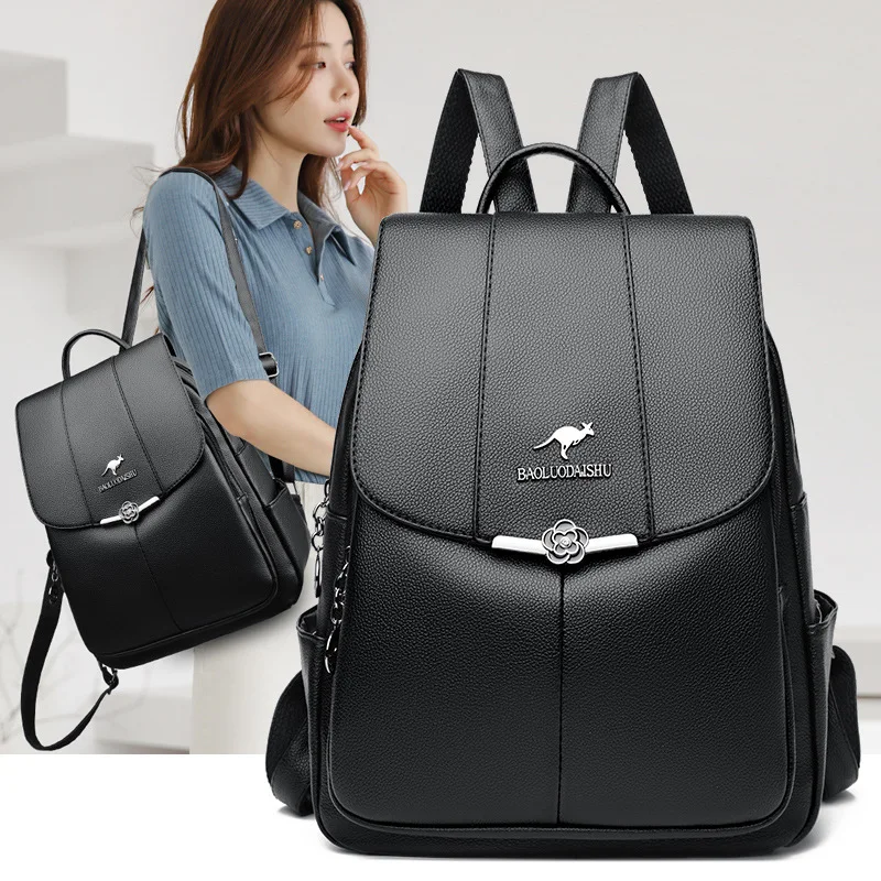 Women's backpack soft PU leather elegant crossbody travel