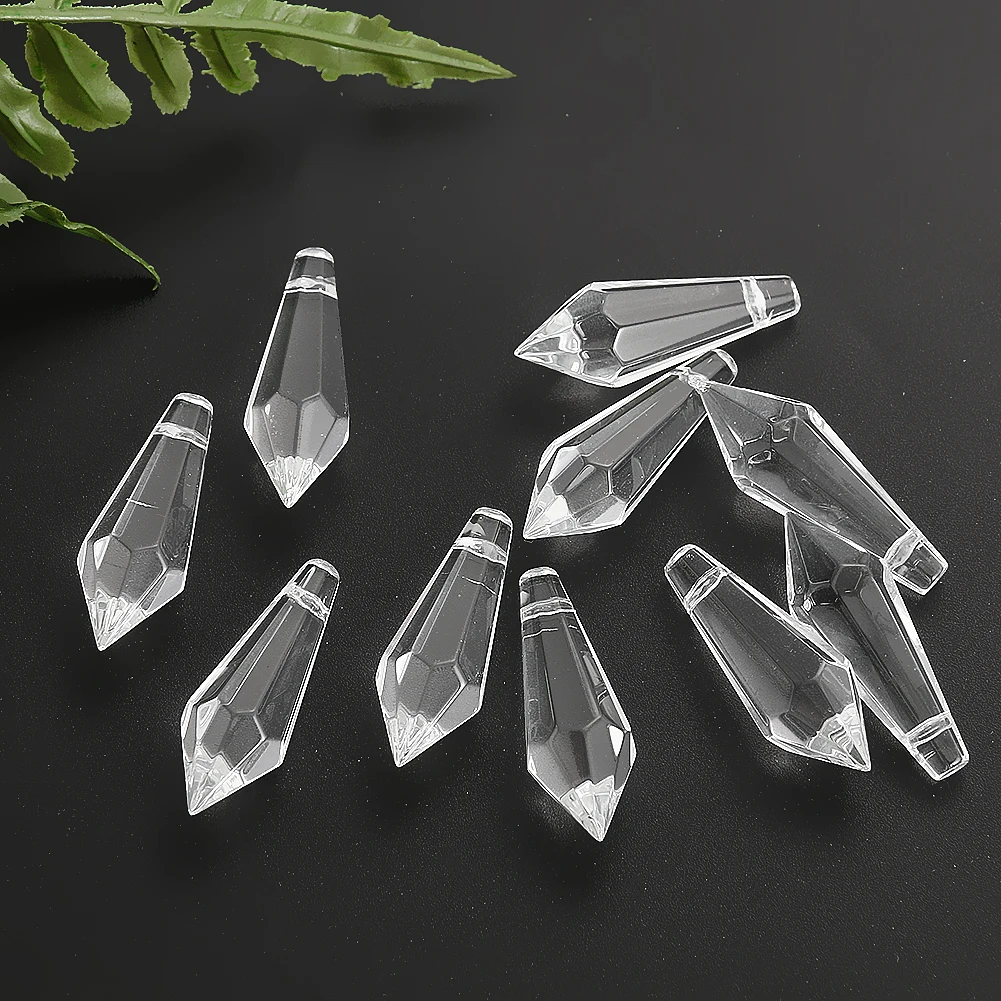 Icicle Crystal Prism Chandelier Crystal Pendant Suncatcher Glass Pointed Drop Faceted Beads DIY Jewelry Making 5PCS crystal sun catcher,chandelier crystal drops,crystal beads