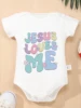 Bodysuit Jesus Loves Me Print Baby Boy Girl Short Sleeve Jumpsuit Newborn Toddler Infant Cute Rompers Child Onesie 1
