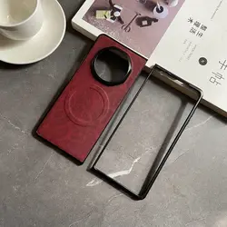 Premium Soft PU Leather Magnetic Wireless Charging Protective Case for Huawei Honor Magic V Series (Red)