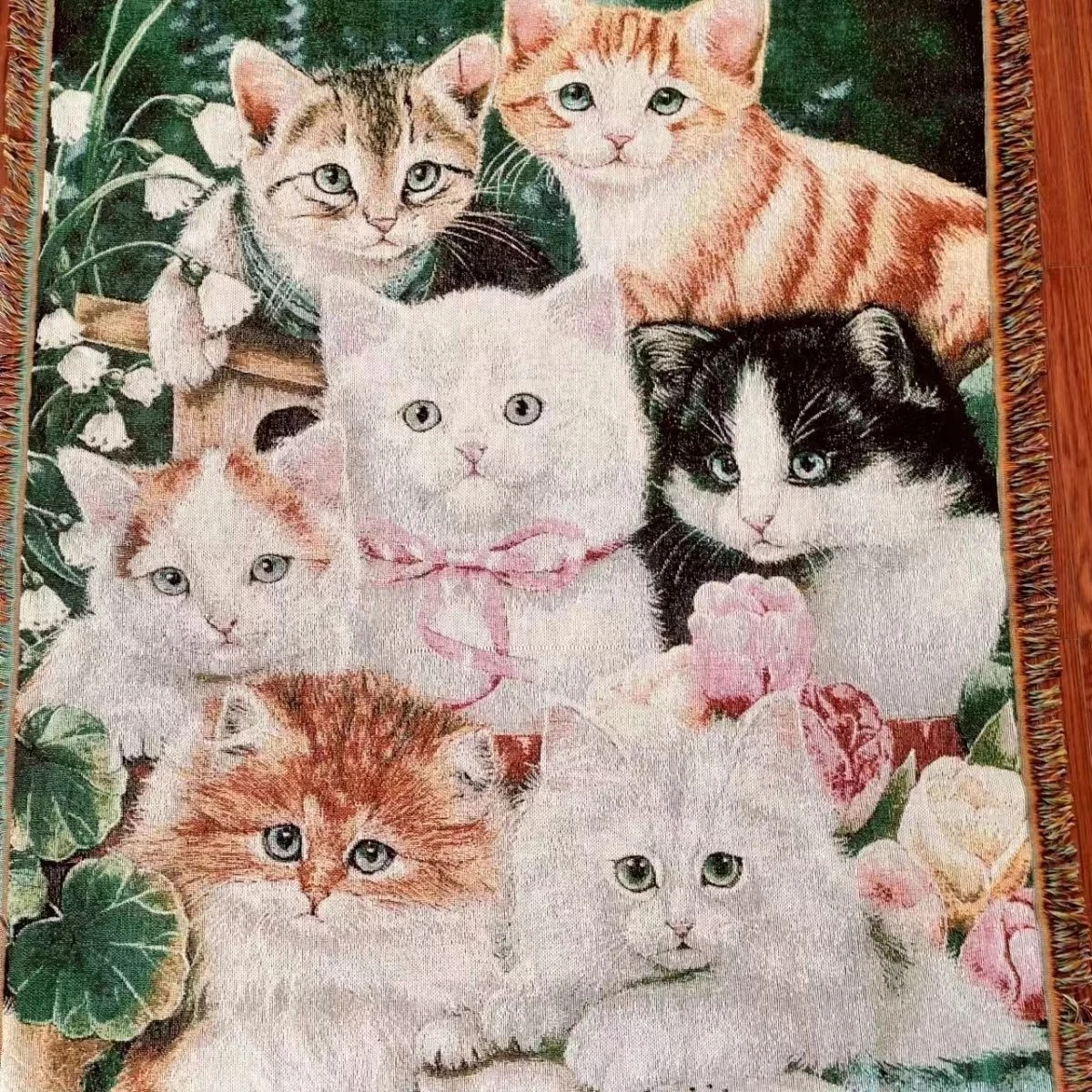 

Nordic Kawaii Mat Tapestry Room Decoration Blanket Sofa Cover Cat Blanket Knitted Fabric Bed Cover Sofa Towel Full Covered Floor