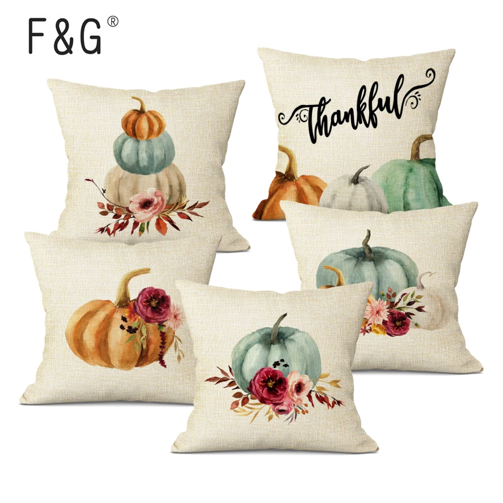 Pumpkin Letter Print Pillow Case Happy Halloween Cushion Cover Car Seat Sofa Waist Throw Pillow Cover Home Decor