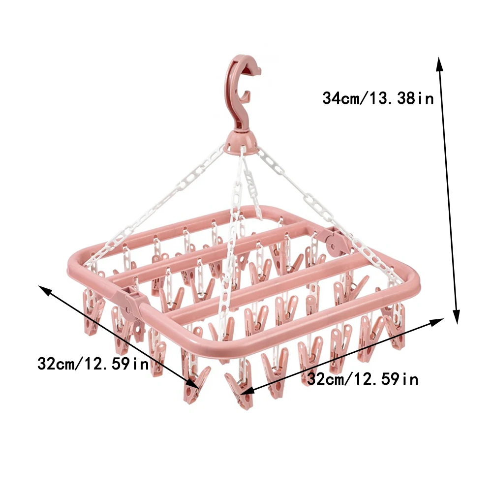 32 Clips Folding Clothes Dryer Hanger Windproof Socks Underwear Drying Rack Household Children Adults Storage Laundry Rack 2