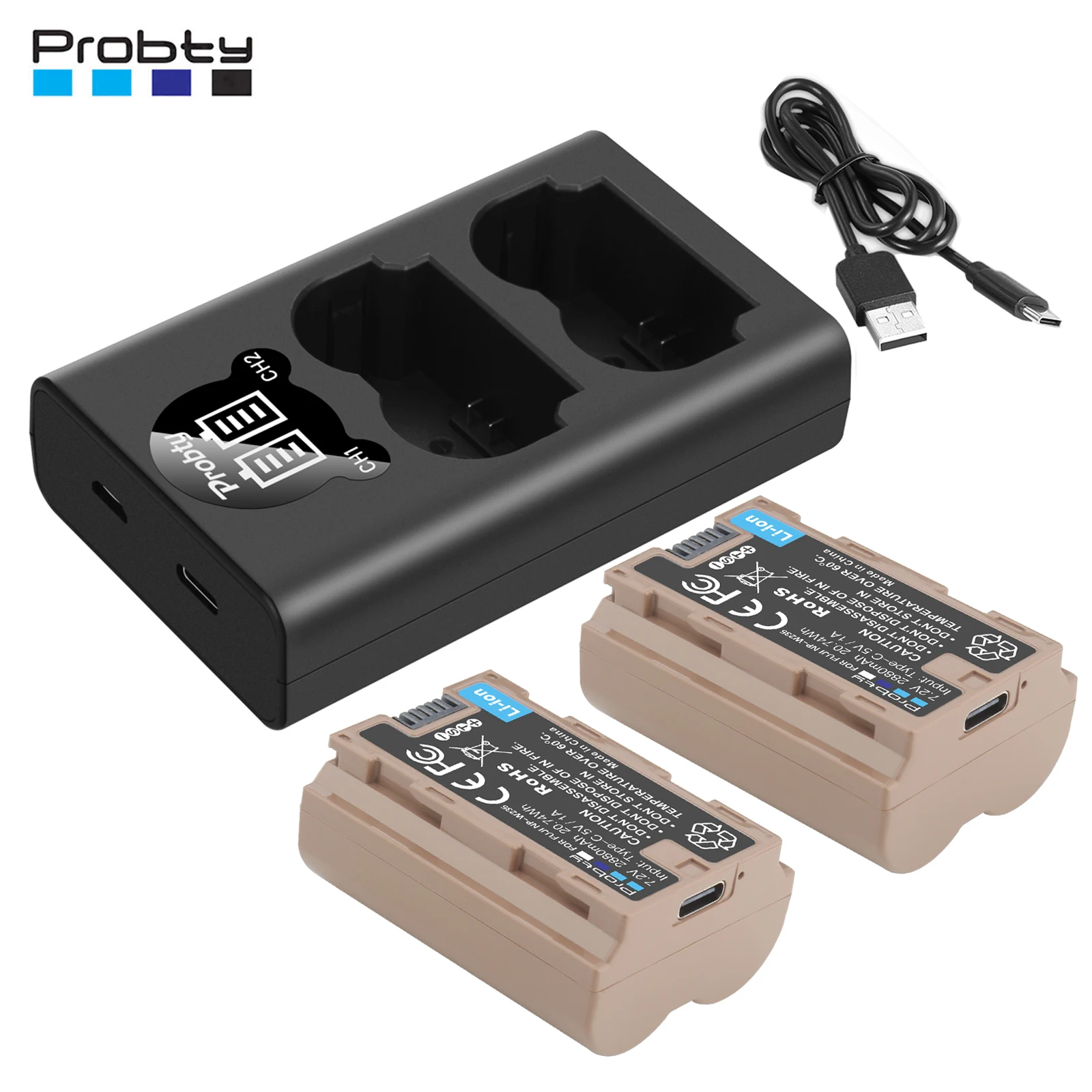 Probty Np W235 Np-W235 Batteria Per Fotocamera + Caricabatterie Per Fujifilm Per Fujifilm X-T5, X-T4, Vg-Xt4, X-S20, Gfx50S Ii, Gfx100S, X-H2