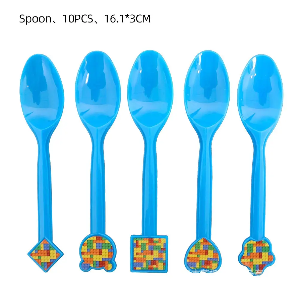 Bausteine Geburtstag Dekorationen Geschirr Set Tassen Teller Ballon Banner Hintergrund Geschenk Taschen Papa Kreis Kinder Party Liefert – Detail 13